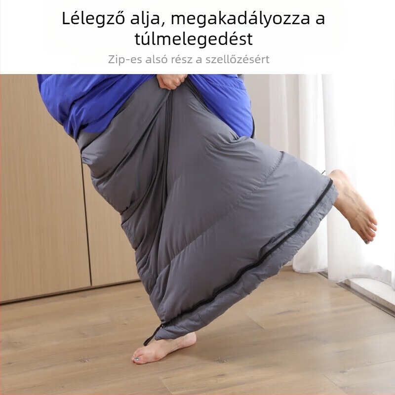 Felnőtt kültéri hálózsák tollas velúr töltettel, bélés pongee, nylon anyag, konstrukció boríték, súly 1,6 kg