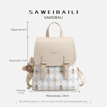 Ifjúsági campus stílusú válltáska – PU anyag, fedéllel záródó kialakítás, lopás elleni védelem, poliészter bélés, telefontartó zseb