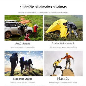 Töltet: goose down; Belső: nylon; Anyag: 400T nylon, vízlepergető és szakadásálló; Tömeg: 0.8-3.4 g