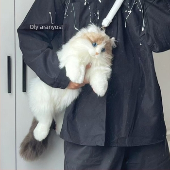 Ragdoll macska plüss hátizsák, cipzáras nyitás, telefonzseb, poliészter bélés, téli 2025 megjelenés