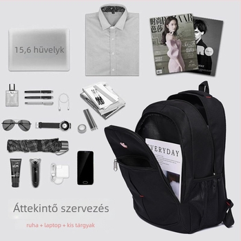 Üzleti utazáshoz készült laptop hátizsák – 36–55L, Oxford anyag, légző és vízálló, légpárnás vállpánt