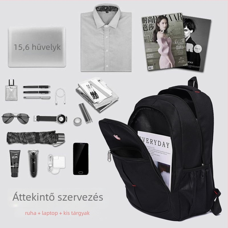 Üzleti utazáshoz készült laptop hátizsák – 36–55L, Oxford anyag, légző és vízálló, légpárnás vállpánt