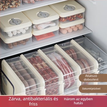 Hűtő/fagyasztó tároló doboz – élelmiszer-minőségű műanyag, zárható, antibakteriális, átlátszó, hőálló