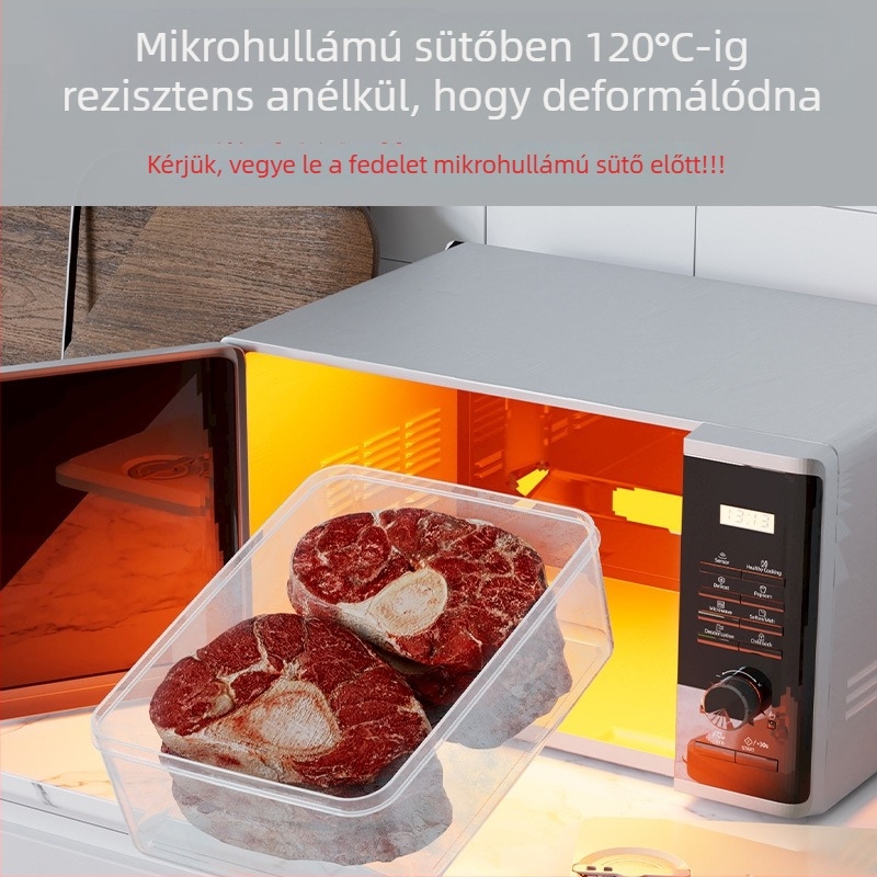 Hűtő/fagyasztó tároló doboz – élelmiszer-minőségű műanyag, zárható, antibakteriális, átlátszó, hőálló