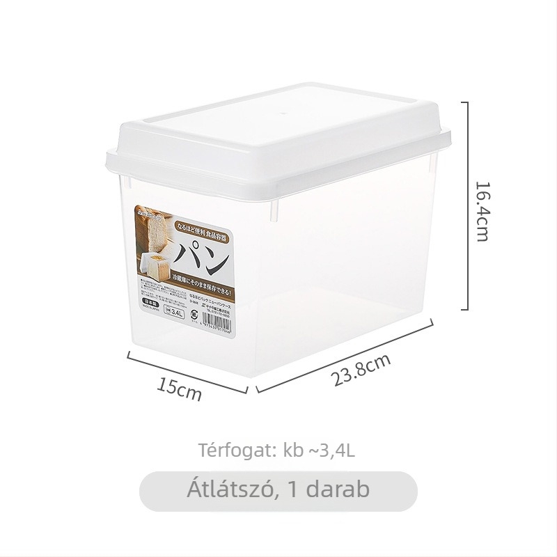 SANADA Kenyér- és lisztároló doboz átlátszó tetővel, műanyag, Modell D-5048