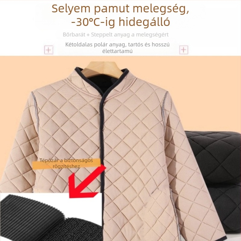 Férfi téli pamut kabát fleece béléssel, laza szabású, vastag, meleg — pamut készlet