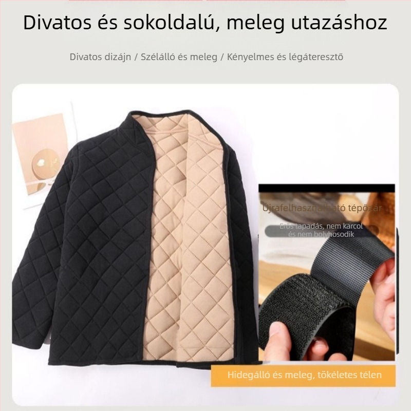 Férfi téli pamut kabát fleece béléssel, laza szabású, vastag, meleg — pamut készlet