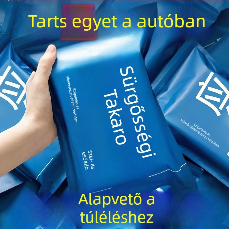 Kültéri túlélő takaró alumíniumfóliával – hidegálló, melegen tart, vízálló és UV-védett, életmentő utazótakaró