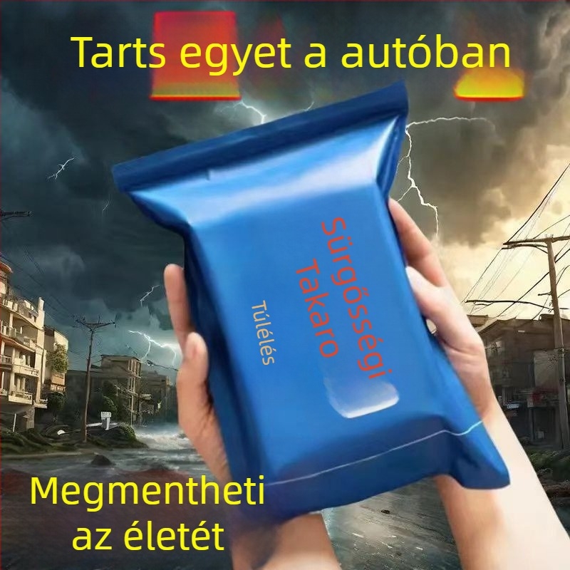 Kültéri túlélő takaró alumíniumfóliával – hidegálló, melegen tart, vízálló és UV-védett, életmentő utazótakaró