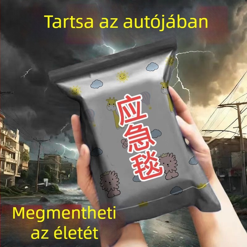 Kültéri túlélő takaró alumíniumfóliával – hidegálló, melegen tart, vízálló és UV-védett, életmentő utazótakaró