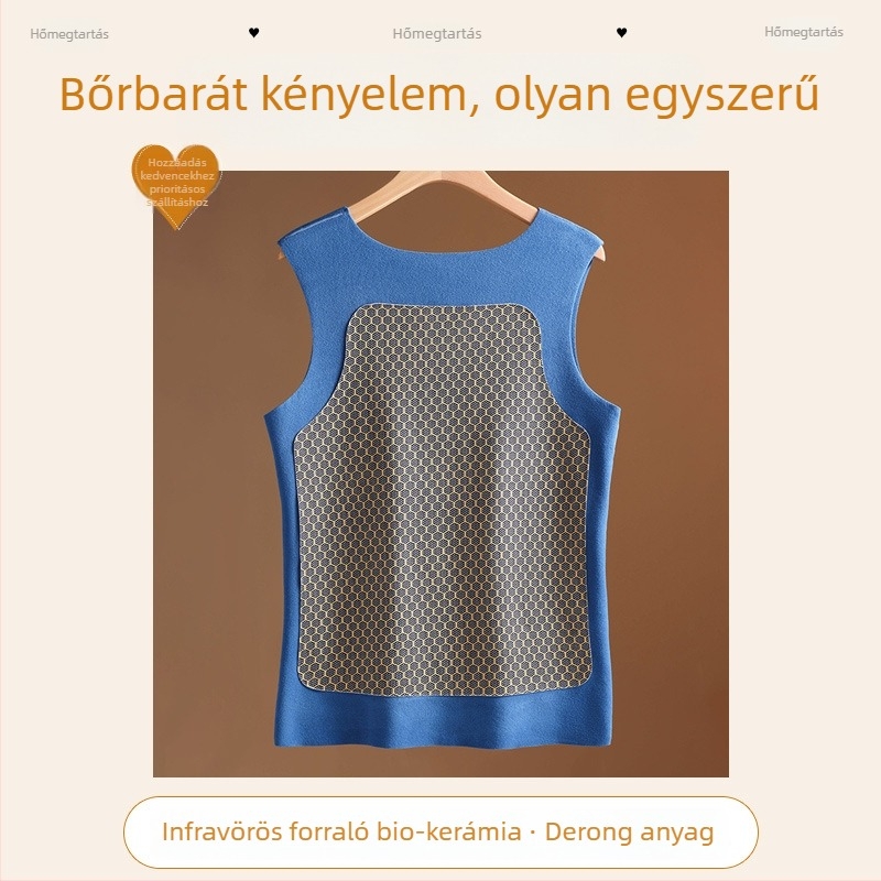 Férfiaknak nylonból készült melegítő mellény, kétoldalas rétegű, velúr részlettel, applikációval (patch), V-nyakú, pulóver