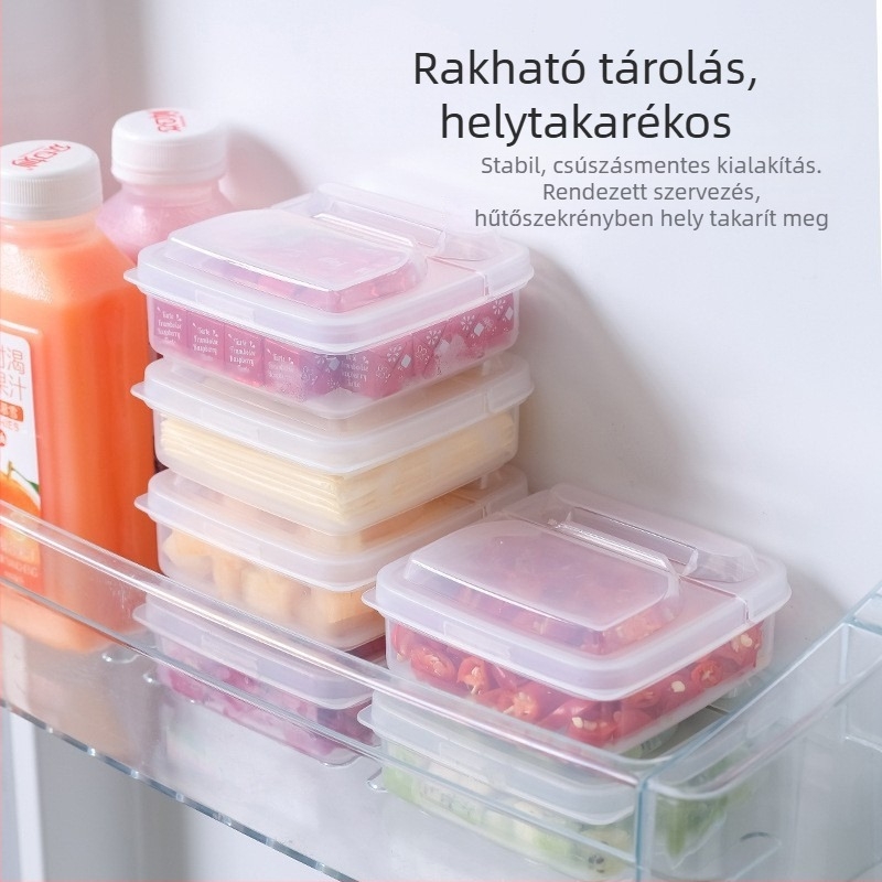 Műanyag tároló frissességhez, zárható flip-top fedéllel, négyzet alakú, mikrohullámú sütőben használható, kapacitás legfeljebb 300 ml