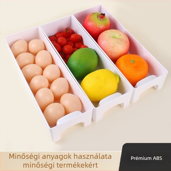 Négyzet alakú hűtőszekrény tároló doboz tojás és gyümölcs elkülönítésével – műanyag, minimalist stílusú tároló