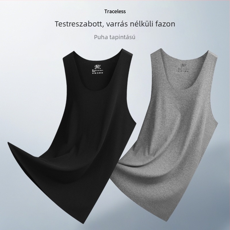 Langsha férfi modal pamut ujjatlan felső – nyári pizsama, jégselyem, varrás nélküli, szabad szabás, alapréteg edzéshez