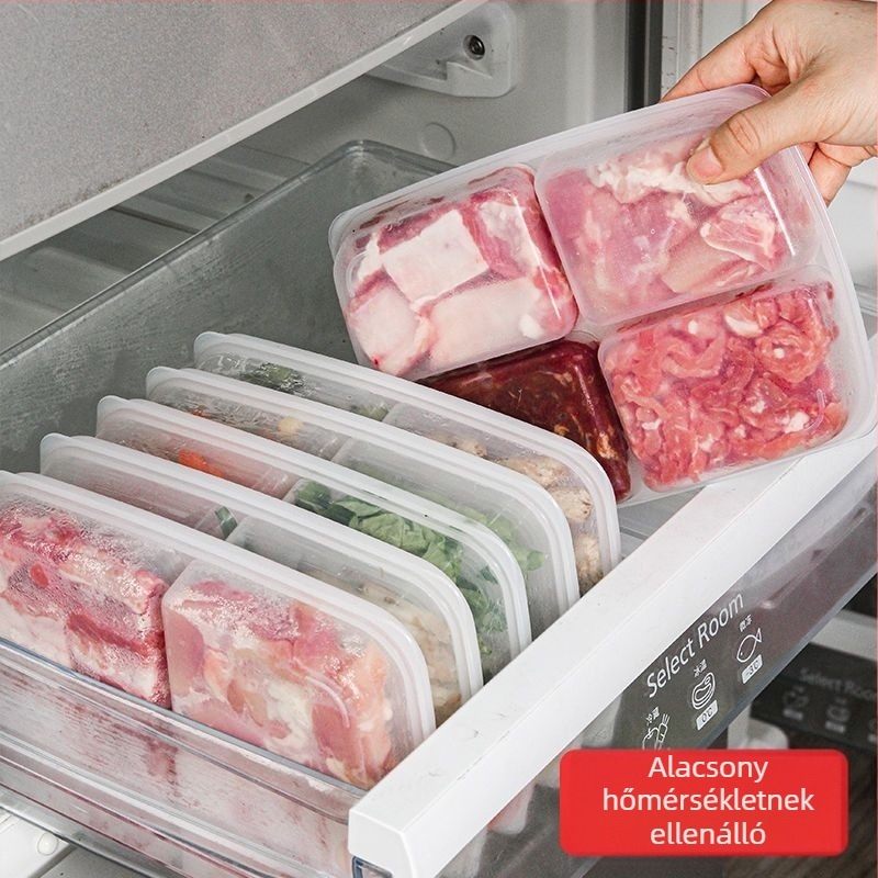 Hűtőszekrénybe való húsadagoló doboz – élelmiszer-minőségű műanyag tároló, hordozható és lezárható