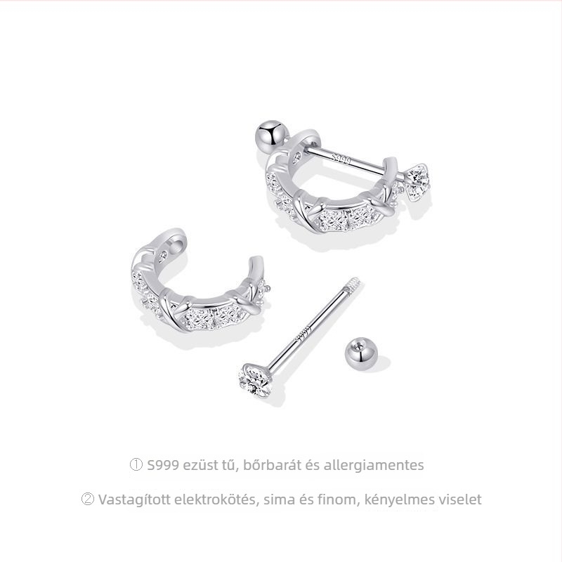 Női csavarzáras fülbevaló, 99% ezüst, egyszerű stílus, tavasz 2025 megjelenés