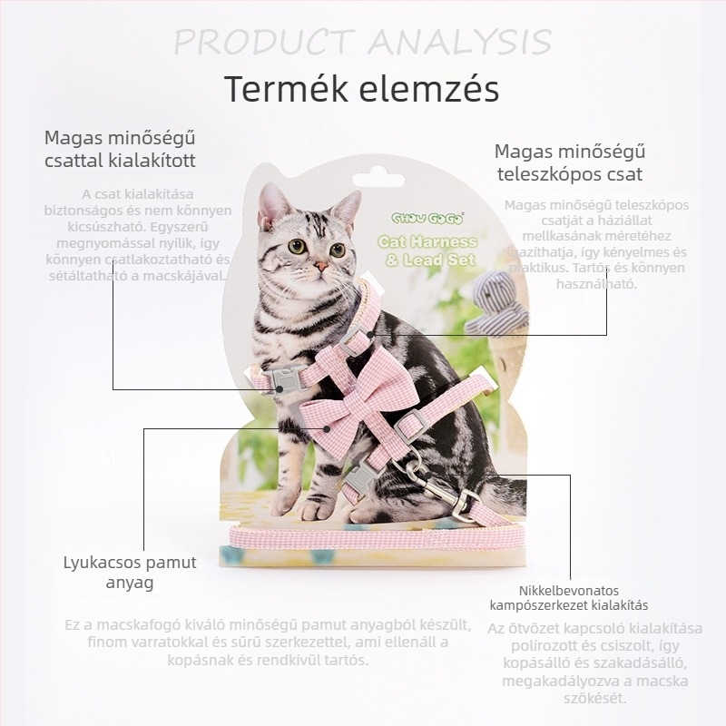 CHOUGOGO macska vontatószíj, Nylon, nem visszahúzható, I-alakú kialakítás