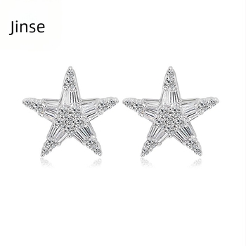 Fülbevalók: Ötpontos csillag rézből, cirkónium beépítéssel, elektroplatált, Jinse dizájn, koreai stílus