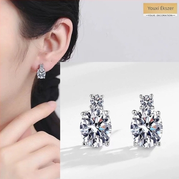 Tojás alakú fülbevalók cirkóniával, rézből, elektroplattált bevonattal - Youxi Decoration