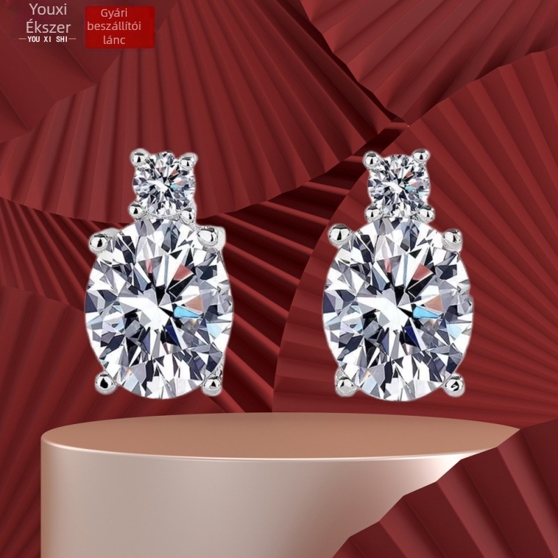 Tojás alakú fülbevalók cirkóniával, rézből, elektroplattált bevonattal - Youxi Decoration