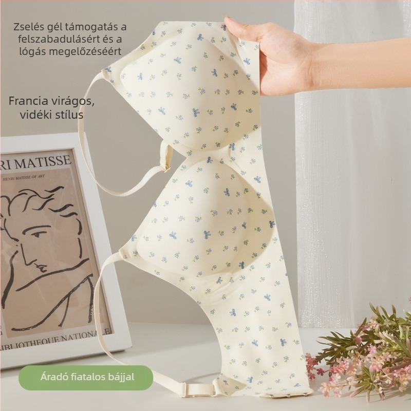 Sima varrású bustier Jelly-Strips puha támasztással, Push-Up, 3/4 kosár formázott, hátul négy sor kapocs