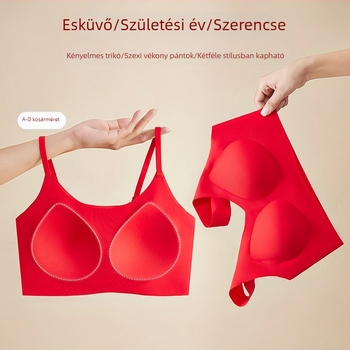 Vörös menyasszonyi fehérnemű készlet a horoszkóp évére – varrás nélküli, korlátozások nélkül, egy darabos fazon, nagy méret, gyönyörű hátsó részű melltartó