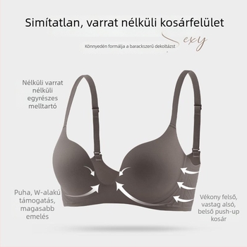 Állítható melltartó készlet oldalirányú támasztással, 3/4 kosár, dupla vállpánt, varrat nélküli, push-up, nylon