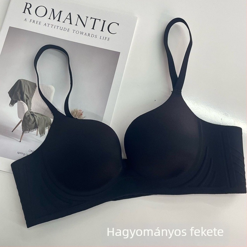 Állítható melltartó készlet oldalirányú támasztással, 3/4 kosár, dupla vállpánt, varrat nélküli, push-up, nylon