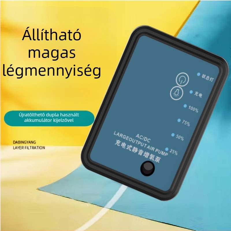 Feltölthető, kétfunkciós oxigénpumpa LED-es világítással horgászathoz, kis USB oxigénpumpa, többfokozatú szabályozás