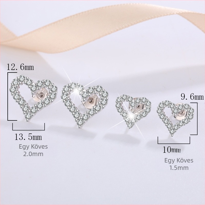 S925 ezüst Moissanite szív alakú fülbevalók – nyolc szív és nyolc nyíl vágás