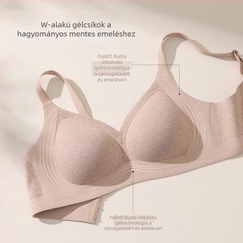 Varrás nélküli nejlon melltartó, 3/4 kosár, emelőhatás és rögzített dupla pántok
