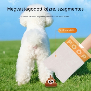 Kisállat ürülék zacskók kötőzsínóros macskáknak és kutyáknak, PE anyag, vastagított, lapos nyílású kialakítás
