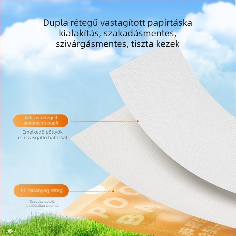 Kisállat ürülék zacskók kötőzsínóros macskáknak és kutyáknak, PE anyag, vastagított, lapos nyílású kialakítás