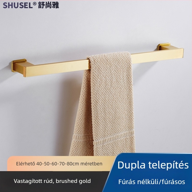 Kéztörlő rúd • 304 rozsdamentes acél • Anódos oxidáció • Fúrás nélküli felszerelés • teherbírás 10 kg • Egyszintes