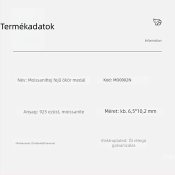 Nyaklánc bikafej formájú medállal, Moissanit, ezüst 925-ös bevonattal, doboz lánc