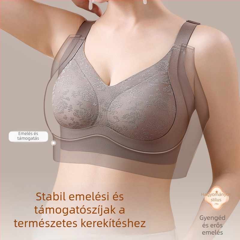 Sima, gyűjtő és emelő melltartó oldalsó formázással; nylon anyag; teljes kosár; vékony, formázott kosár; fix dupla vállpántok; hátul egy sor kapocs