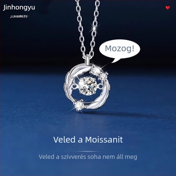 Ezüst nyaklánc geometriás medállal, O-lánccal, 99% tisztaságú ezüst, 2.34 g, könnyed luxus stílus