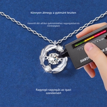 Ezüst nyaklánc geometriás medállal, O-lánccal, 99% tisztaságú ezüst, 2.34 g, könnyed luxus stílus