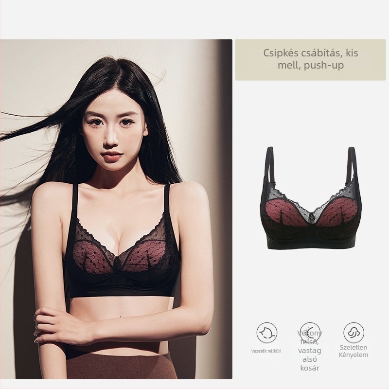 Melltartó kismellű nőknek, Push-Up, kosár 3/4, acélmentes, anyag: nylon, bélés spandex (<30%), francia stílus, 2025 téli kiadás