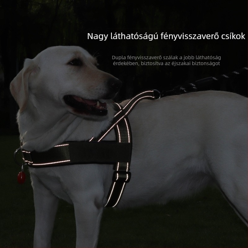 T alakú könnyű, fényvisszaverő kutyás hám közepes és nagy testű kutyáknak, kültéri sétákhoz