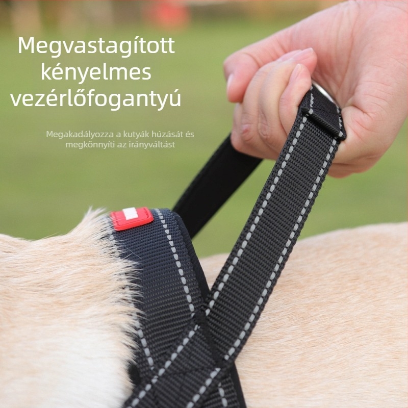 T alakú könnyű, fényvisszaverő kutyás hám közepes és nagy testű kutyáknak, kültéri sétákhoz