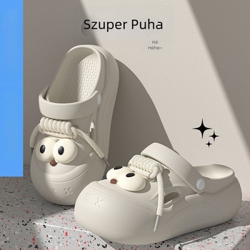 Női Crocs-stílusú nyári szandál zárt orral, csúszásmentes talppal, aranyos rajzfilm mintával, 3 cm vastag talp, szagtalan lábak