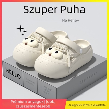 Női Crocs-stílusú nyári szandál zárt orral, csúszásmentes talppal, aranyos rajzfilm mintával, 3 cm vastag talp, szagtalan lábak