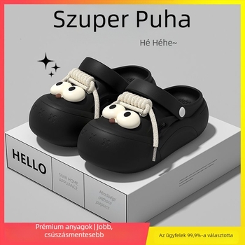Női Crocs-stílusú nyári szandál zárt orral, csúszásmentes talppal, aranyos rajzfilm mintával, 3 cm vastag talp, szagtalan lábak