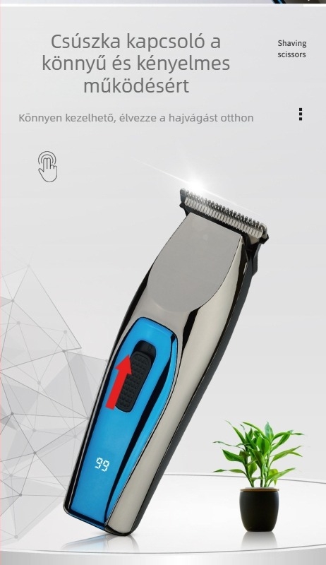 Elektromos hajvágó kerámiás vágófejjel, USB-ről újratölthető, beépített 2000–4000 mAh akkumulátor, vízálló, üzemidő 1–3 óra