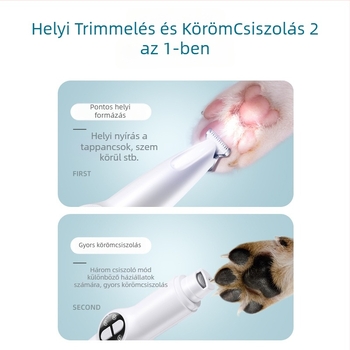 LED világítású háziállat-grooming vágó – 2 az 1-ben vágás és körömcsiszolás, ABS test, márka South Wave Cat