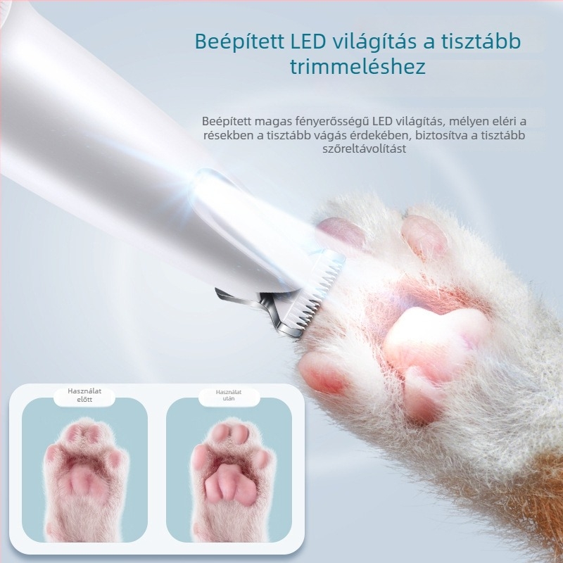 LED világítású háziállat-grooming vágó – 2 az 1-ben vágás és körömcsiszolás, ABS test, márka South Wave Cat