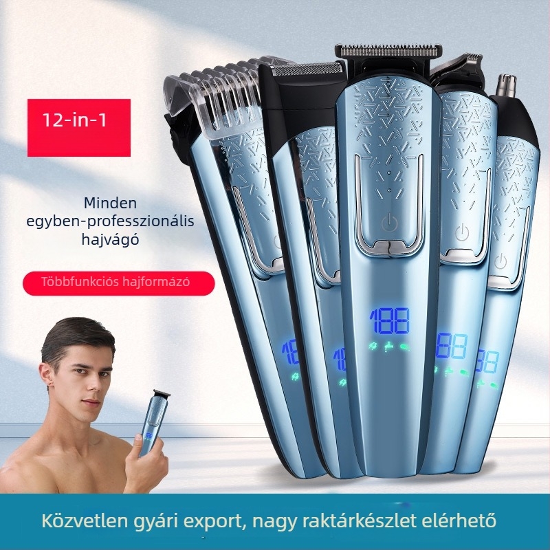 Elektromos hajvágó és trimmelő – Vízálló, kefés motor, rozsdamentes acél vágófej, beépített akkumulátor 1200–2000mAh, üzemidő 1–3 óra