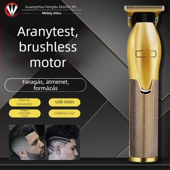 Brushless motoros elektromos hajvágó, duál tápellátás (töltés és akkumulátor), beépített 1200–2000 mAh akkumulátor, 1–3 órás üzemidő, rozsdamentes acél pengével
