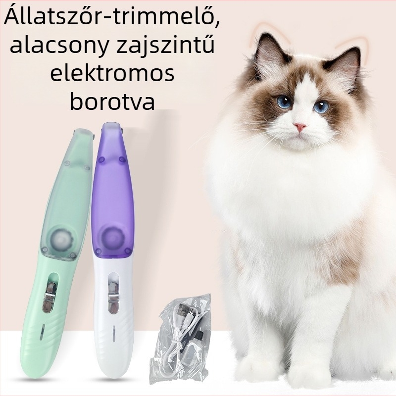 Háziállatok mancsainak szőrzetvágója - újratölthető, beépített porgyűjtővel, alacsony zajszint, elektromos trimming macskáknak és kutyáknak